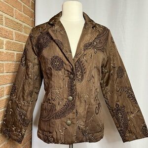 Chico's Brown Embroidered Blazer